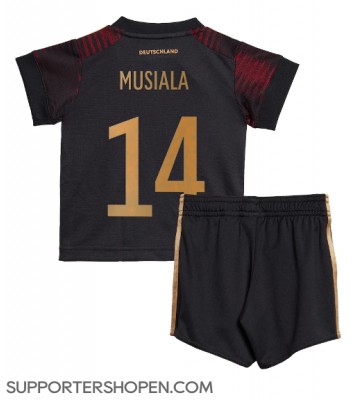 Tyskland Jamal Musiala #14 Bortatröja Barn VM 2022 Kortärmad (+ korta byxor)